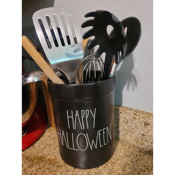Rae Dunn HAPPY HALLOWEEN Utensil Holder Container 8